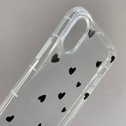 Чохол для Apple iPhone Xs Max чохол із чорними сердечками на телефон айфон хс макс прозорий a01f, фото 2