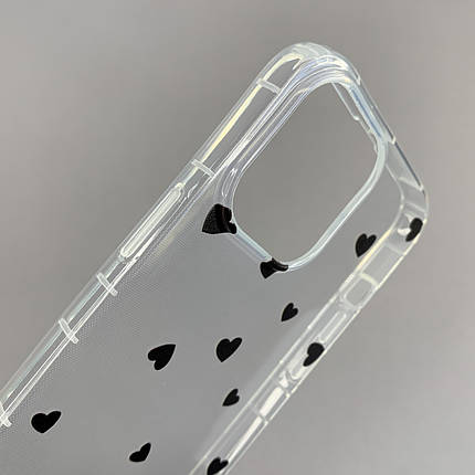 Чохол для Apple iPhone 13 Pro Max чохол із чорними сердечками на телефон айфон 13 про макс прозорий a01f, фото 2