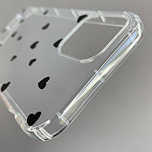 Чохол для Apple iPhone 12 Pro чохол із чорними сердечками на телефон айфон 12 про прозорий a01f, фото 4