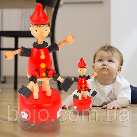 Дитяча дерев'яна іграшка на пружині Буратино (B), фото 1