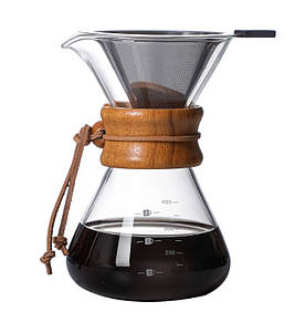 Кемекс для кави Chemex 400 мл. з металевим фільтром багаторазовим