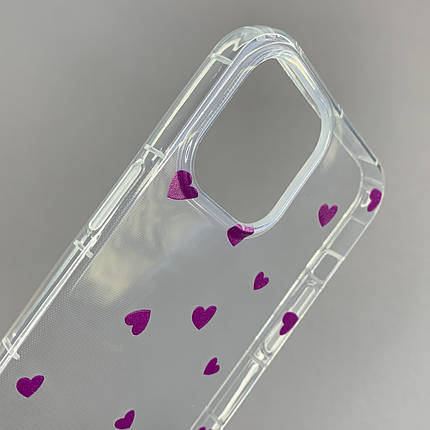 Чохол для Apple iPhone 12 Pro Max чохол із фіолетовими сердечками на телефон айфон 12 про макс прозорий a01f, фото 2