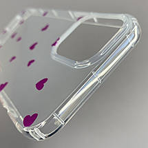 Чохол для Apple iPhone 12 Pro Max чохол із фіолетовими сердечками на телефон айфон 12 про макс прозорий a01f, фото 4