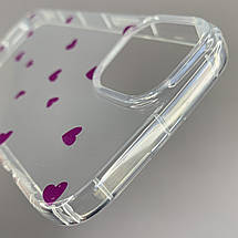 Чохол для Apple iPhone 14 чохол із фіолетовими сердечками на телефон айфон 14 прозорий a01f, фото 4