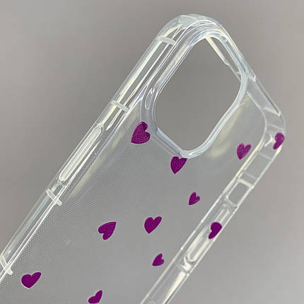 Чохол для Apple iPhone 14 чохол із фіолетовими сердечками на телефон айфон 14 прозорий a01f, фото 2