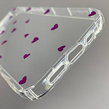 Чохол для Apple iPhone 14 чохол із фіолетовими сердечками на телефон айфон 14 прозорий a01f, фото 3