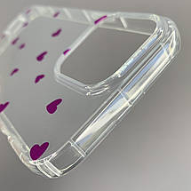 Чохол для Apple iPhone 13 Pro чохол з фіолетовими сердечками на телефон айфон 13 про прозорий a01f, фото 4