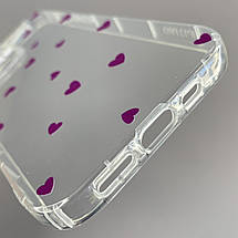Чохол для Apple iPhone 13 Pro чохол з фіолетовими сердечками на телефон айфон 13 про прозорий a01f, фото 3