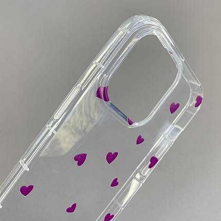 Чохол для Apple iPhone 14 Pro Max чохол із фіолетовими сердечками на телефон айфон 14 про макс прозорий a01f, фото 2