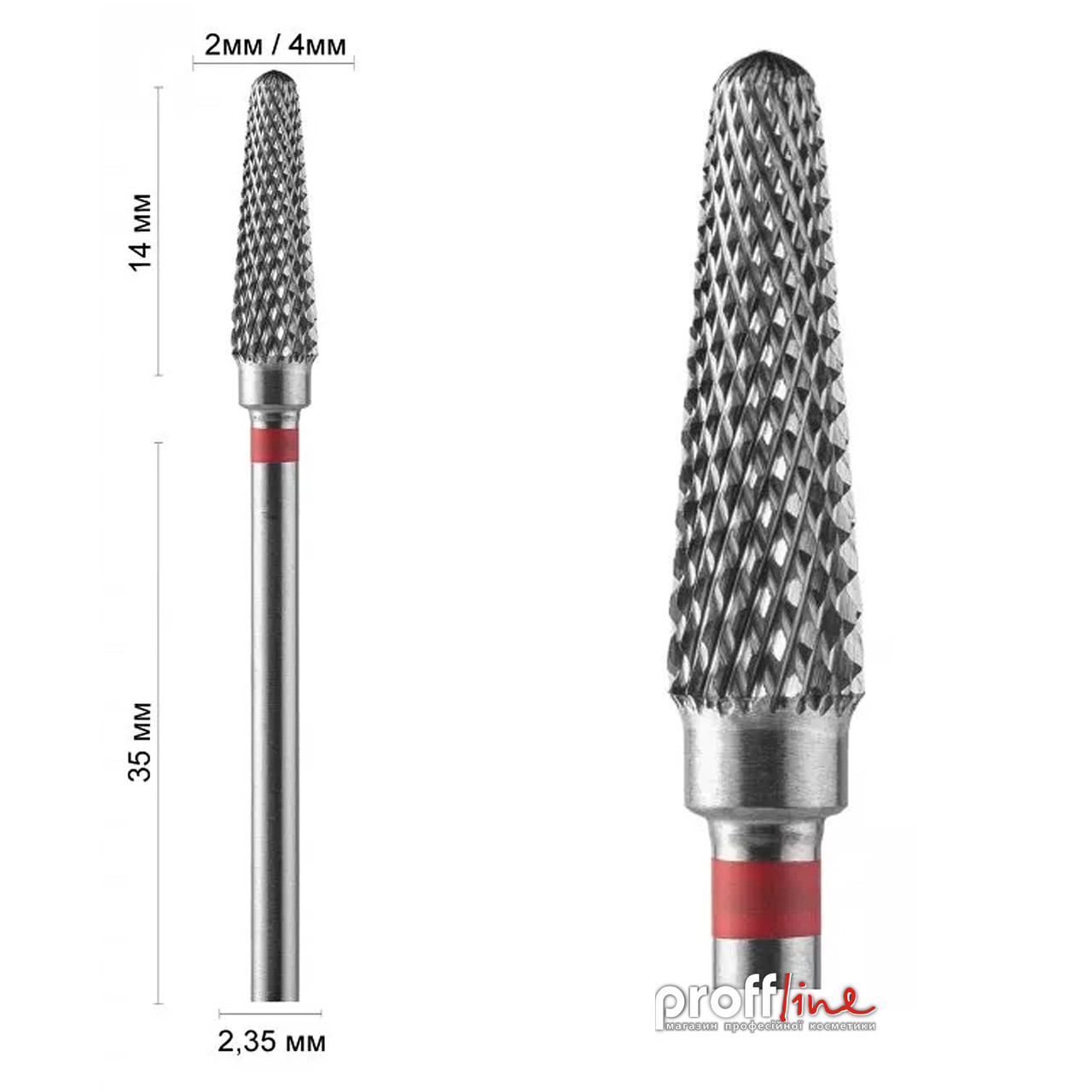 Фреза твердосплавна 21240 DLX Конус закруглений Ø 4 мм червона (DXF000121), фото 1