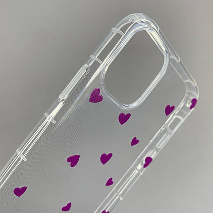 Чохол для Apple iPhone 11 чохол із фіолетовими сердечками на телефон айфон 11 прозорий a01f, фото 2