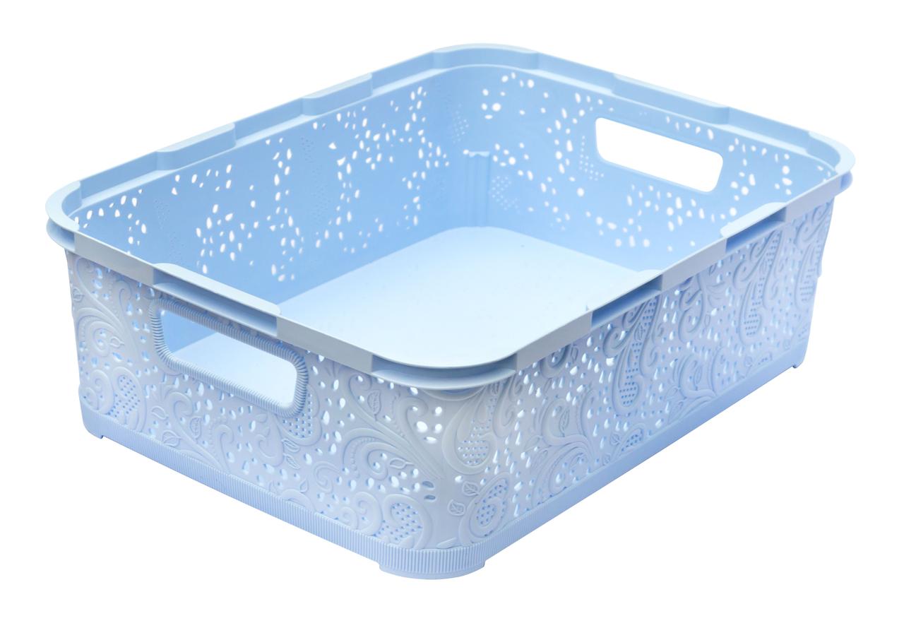 Кошик пластиковий Ажур без кришки блакитний 12 літрів 39*28.5*12 см (Полімерпобут) (для аркушів А4), фото 1
