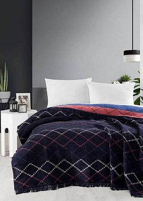 Плед бавовна Vefa Jorge темно синій 200х220см