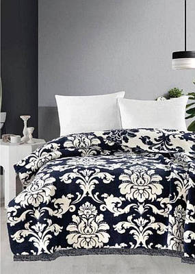 Плед бавовна Vefa Perle темно синій 200х220см