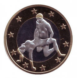 Сувенірна еротична монета 6 еросів (Sex euros). Сувенірний жетон