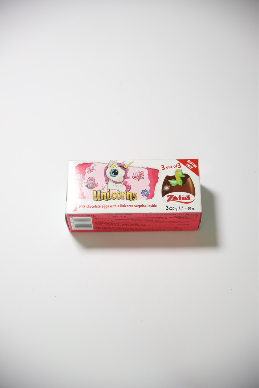Цукерки шоколадні яйця Zaini Unicorns єдинороги 3 шт. х 20г