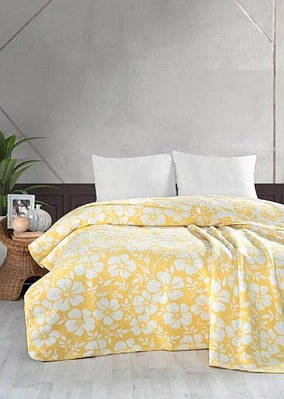 Плед бавовна Vefa Flowers жовтий 200х220см