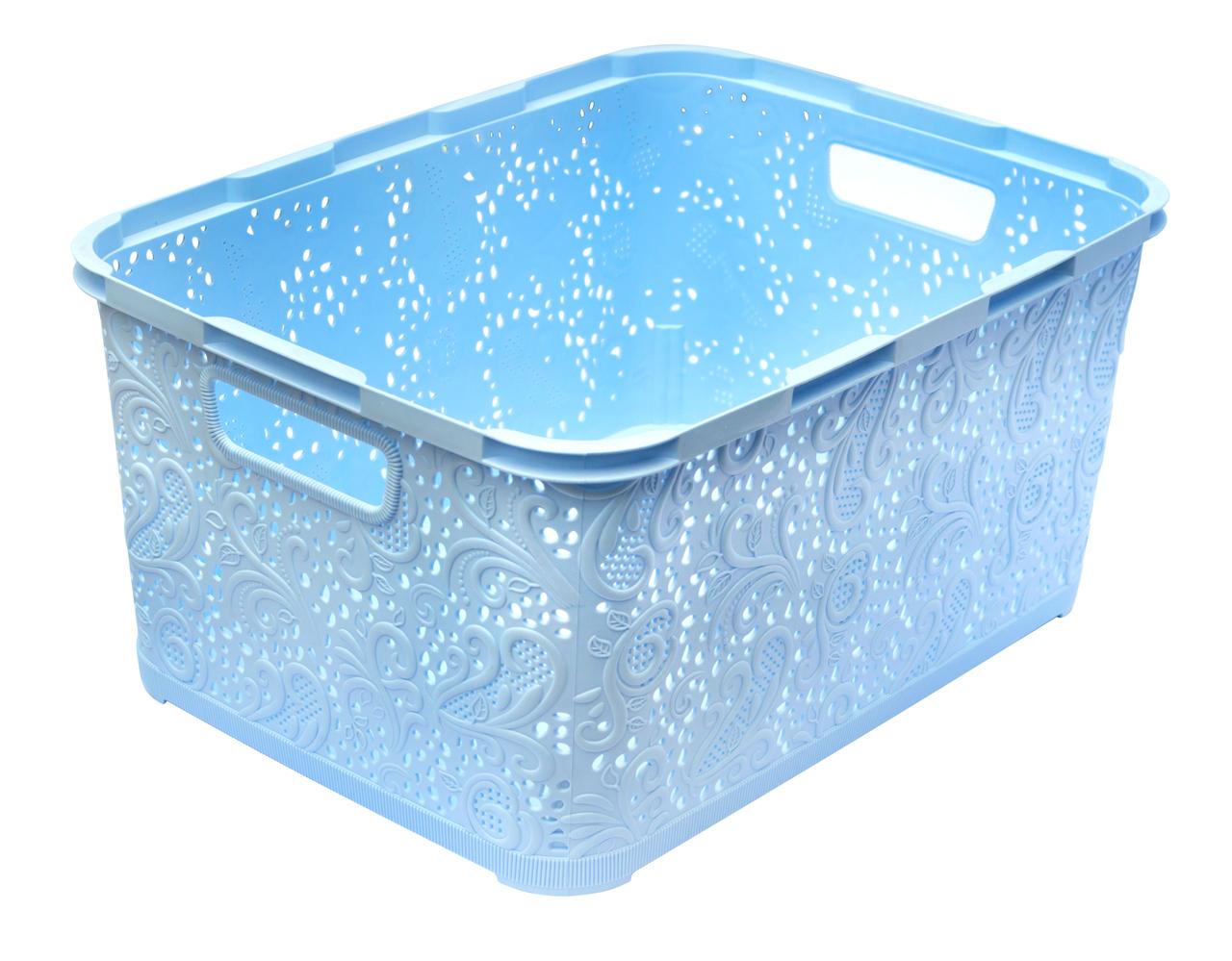 Кошик пластиковий Ажур без кришки блакитний 18 літрів 39*28.5*19 см (Полімерпобут) (для аркушів А4), фото 1