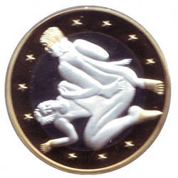 Сувенірна еротична монета 6 еросів (Sex euros). Сувенірний жетон