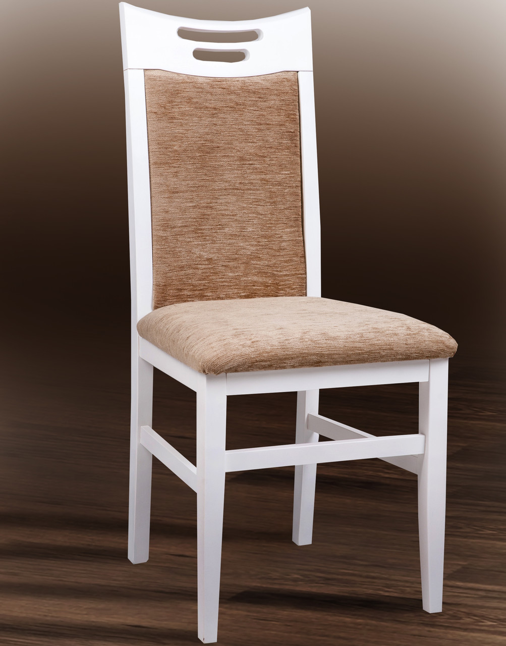 Стілець обідній дерев'яний Юля білий, стілець кухонний м'який зі спинкою, фото 1
