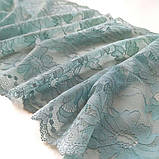 Стрейчеве (еластичне) мереживо м'ятного відтінку, шириною 22 см., фото 4