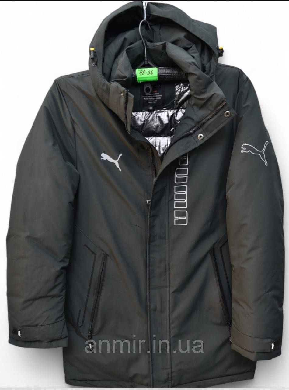Куртка чоловіча зимова подовжена термо PUMA норма 48-56, колір чорний