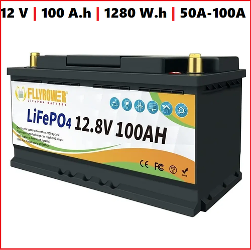 Аккумулятор 12V 100A.h 1280W.h 50-100А FlyPower LiFePO4 Литий-железо ...