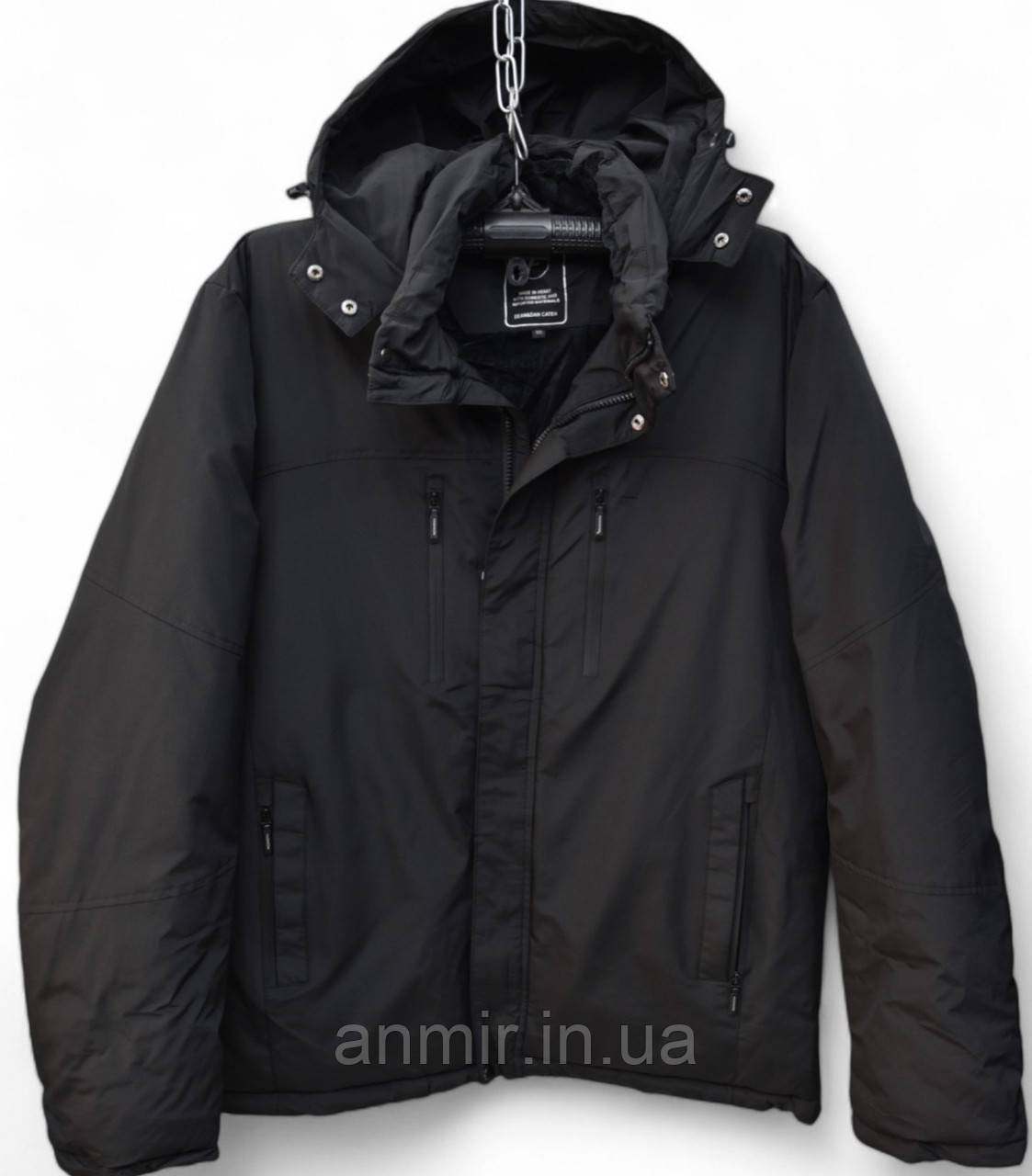 Куртка чоловіча зимова пряма гладка батальна 58-66, колір чорний