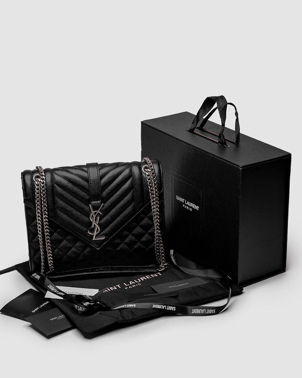 Чорна жіноча сумочка Yves Saint Laurent In Quilted Leather Silver, фото 1