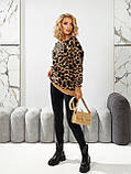 Кавовий жіночий светр оверсайз принт леопард, фото 4