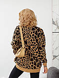 Кавовий жіночий светр оверсайз принт леопард, фото 6