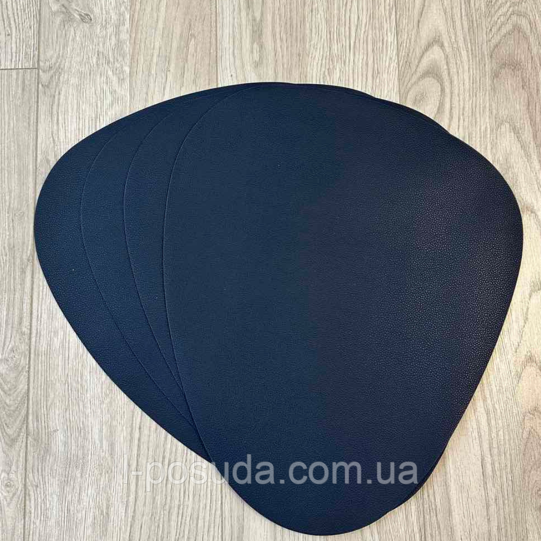 Серветка сервірувальна (плейсмат) з екошкіри Крапля, колір - синій 45*37см (4 штуки), фото 1