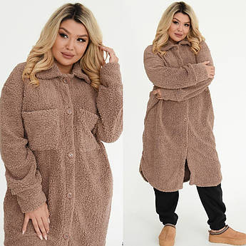 Жіночий кардиган-сорочка з екохутра top