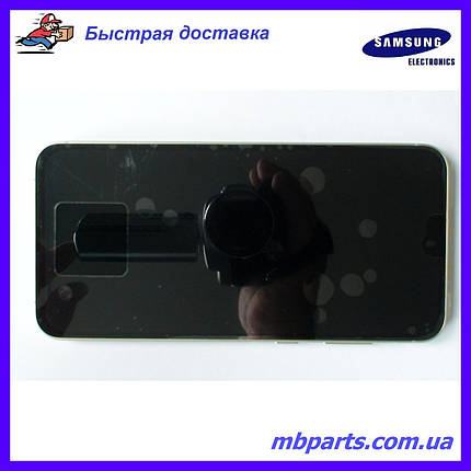 Дисплей із сенсором Samsung A556 Galaxy A55 Yellow (GH82-34308D) сервісний оригінал у складі з рамкою!, фото 1