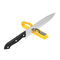 Точилка для кухонних ножів ручна механічна пластикова з точильним каменем Жовтий