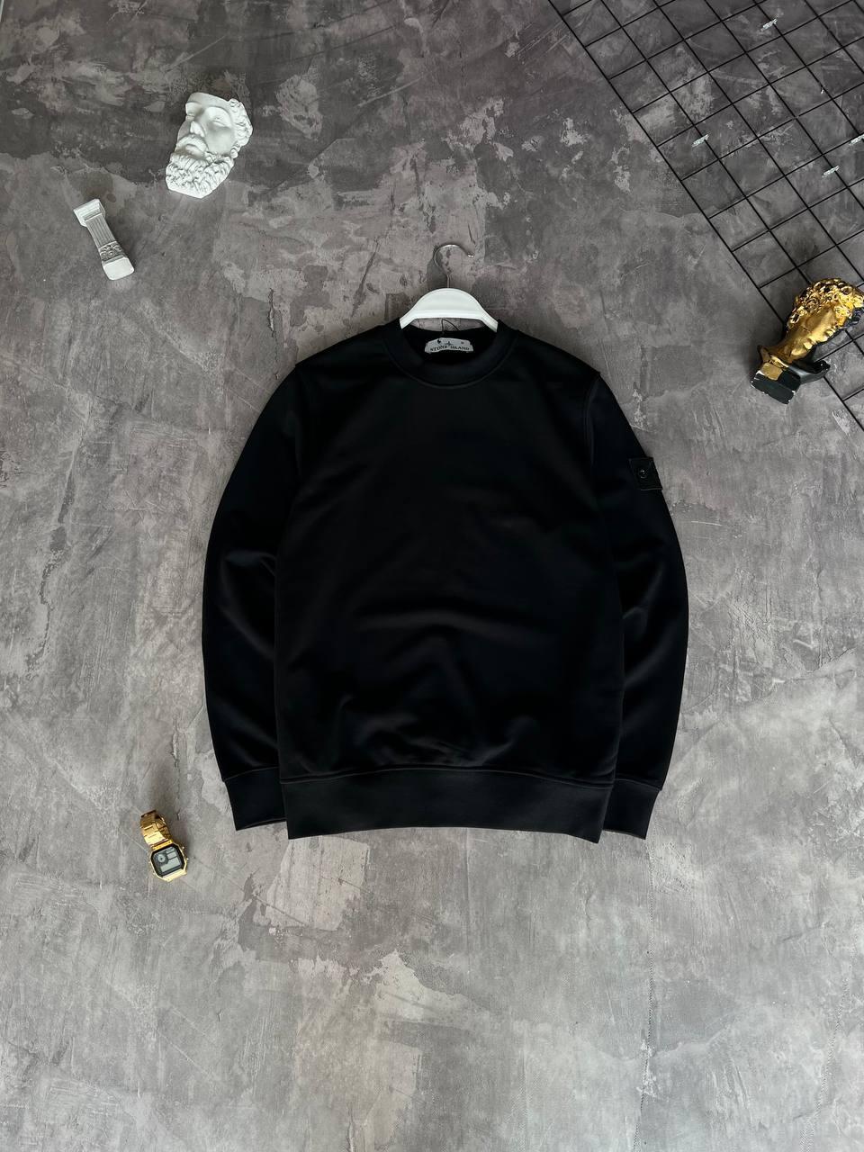 Чоловіча кофта світшот STONE ISLAND M2148 чорна, фото 1