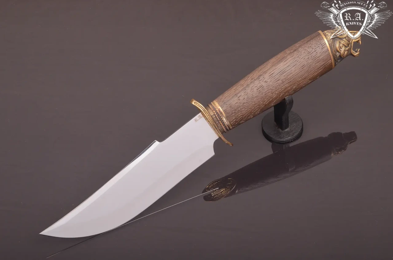 Ніж ручної роботи "Античний тигр" 155х39х2.3см з інструментальної сталі та колодкою з дуба, фото 1