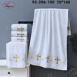 Рушник білий для хрещення Крижма 70х140 махра