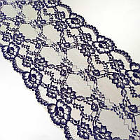 Стрейчеве (еластичне) мереживо синього з айворі кольору шириною 23 см.