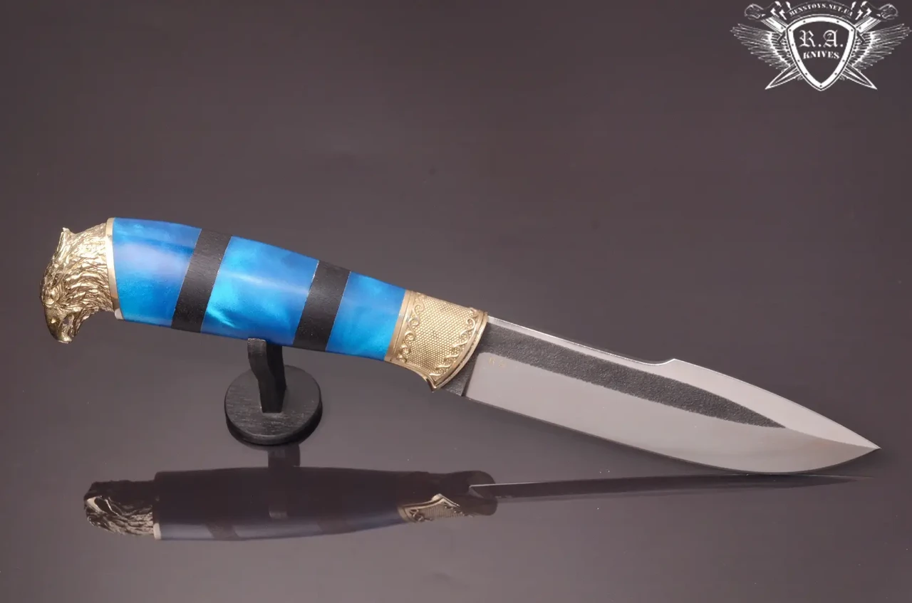 Ніж ручної роботи "Степний сокол" 135х34х4.3 мм із неіржавкої сталі та колодкою з граб + акрил, фото 1