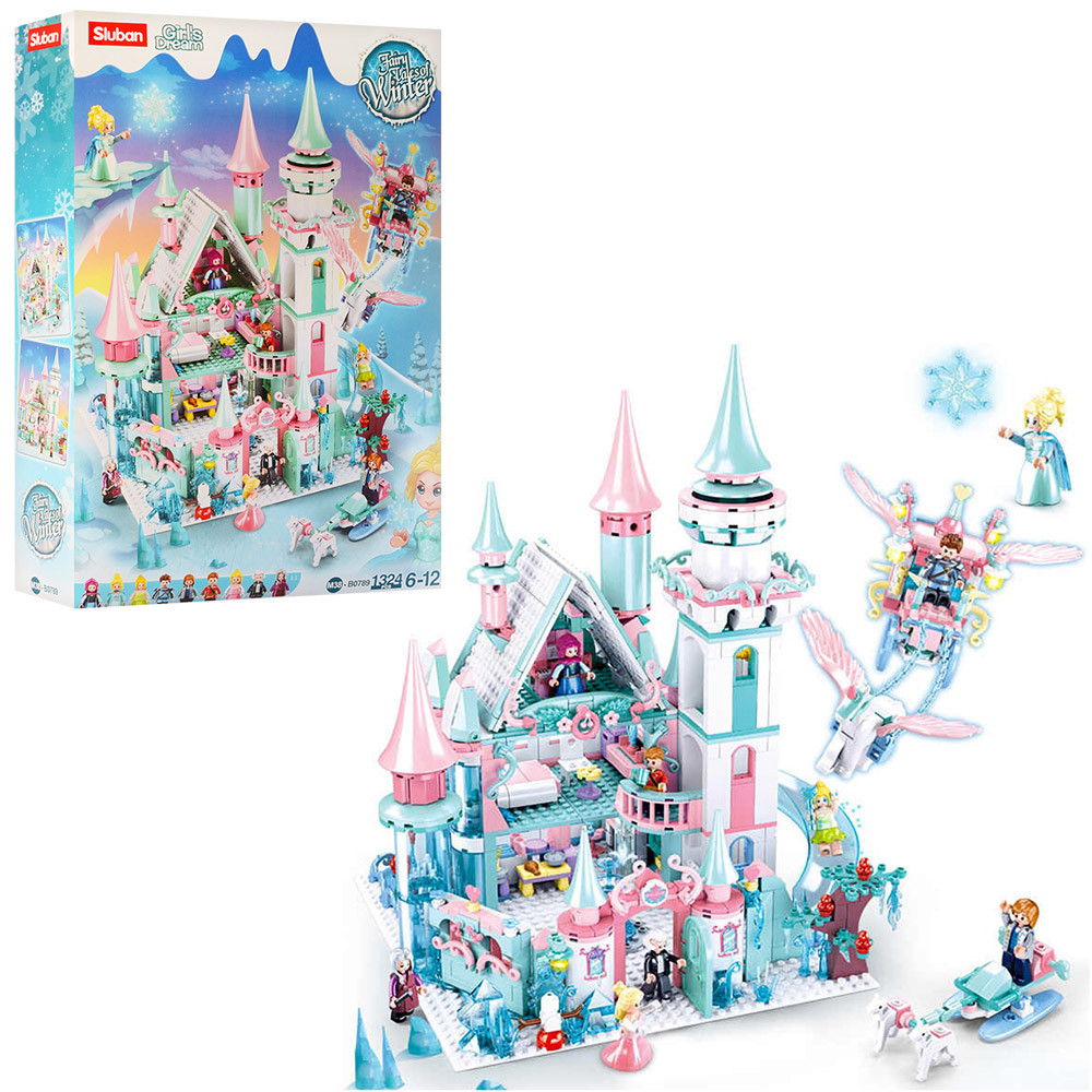 Конструктор SLUBAN M38-B0789 Fairy tales of Winter Зимова казка Крижаний замок принцеси 1324 деталі