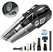 Пилосос автомобільний 4в1 Car Mounted Vacuum Cleaner 120Вт Чорний Потужний пилосос з компресором та ліхтариком, фото 2