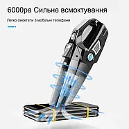 Пилосос автомобільний 4в1 Car Mounted Vacuum Cleaner 120Вт Чорний Потужний пилосос з компресором та ліхтариком, фото 3