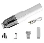 Універсальний акумуляторний пилосос для прибирання будинку та в авто VACUUM CLEANER Білий Портативний ручний пилосос, фото 9