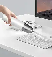 Універсальний акумуляторний пилосос для прибирання будинку та в авто VACUUM CLEANER Білий Портативний ручний пилосос, фото 2