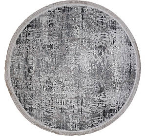 Сірий рельєфний круглий килим LEVADO 03605A L. GREY-D. GREY