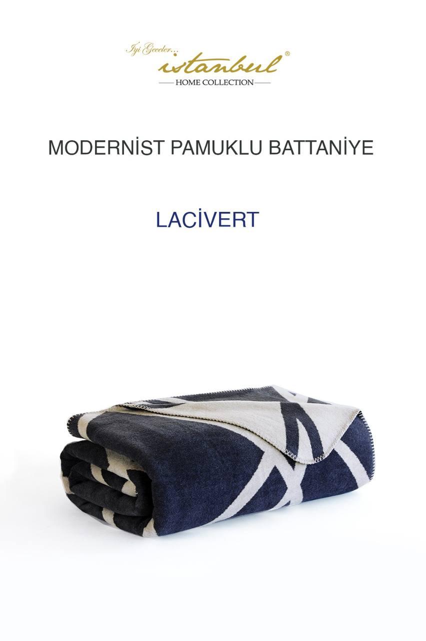 Плед бавовна Istanbul Home Modernist темно синій 200х220см