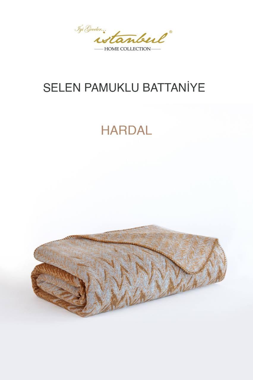 Плед бавовна Istanbul Home Selen гірчичний 200х220см, фото 1