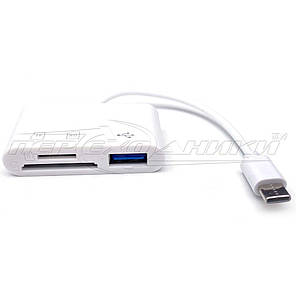 Кабель OTG USB 2.0 Female + micro SD + SD (SDHC) to Type-C, 0.1 м, фото 3