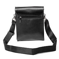 Сумка чоловіча чорна на плече на два відділи під однією блискавкою з екошкіри маленька Dr. Bond 223-1, фото 2